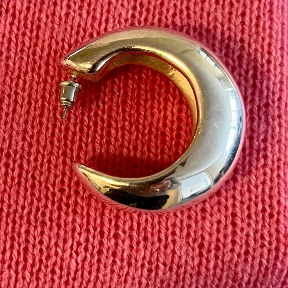 Tapered Silver Hoop Earrings - Picture 7 of 16